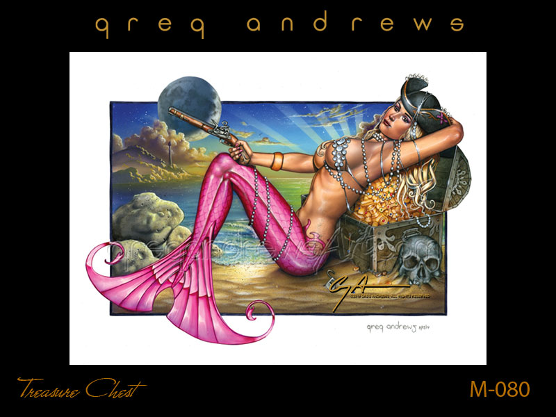 A Red Tailed Bettie is a sexy fantasy mermaid by pinup artist greg andrews