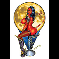 Devil Woman fantasy pinup art by artist Greg Andrews
