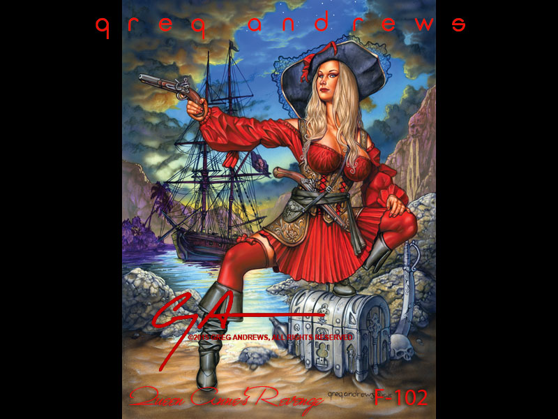 fantasy pinup pirate art by artist greg andrews titled queen annes revenge
