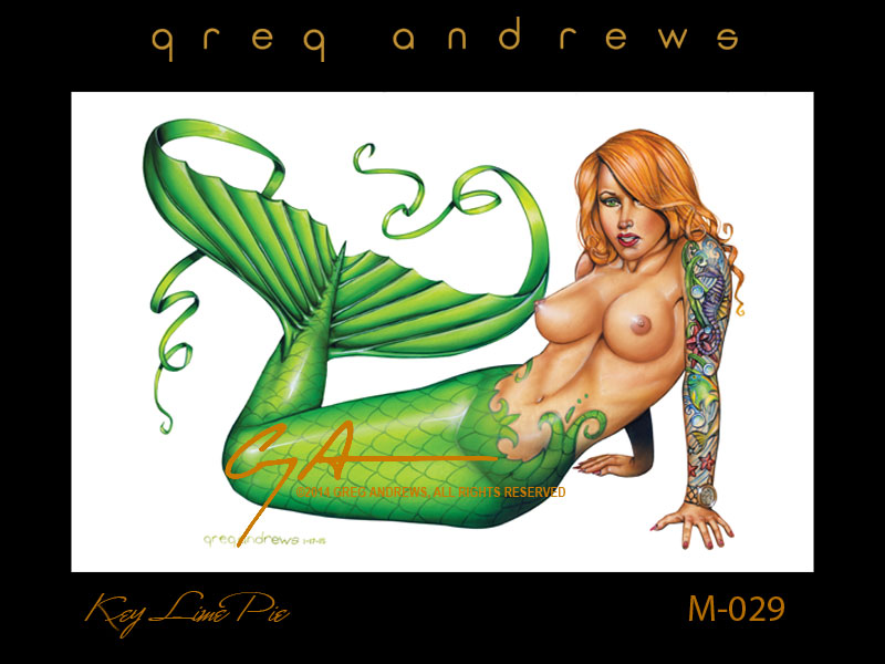 fantasy mermaid pinup art by artist greg andrews key lime