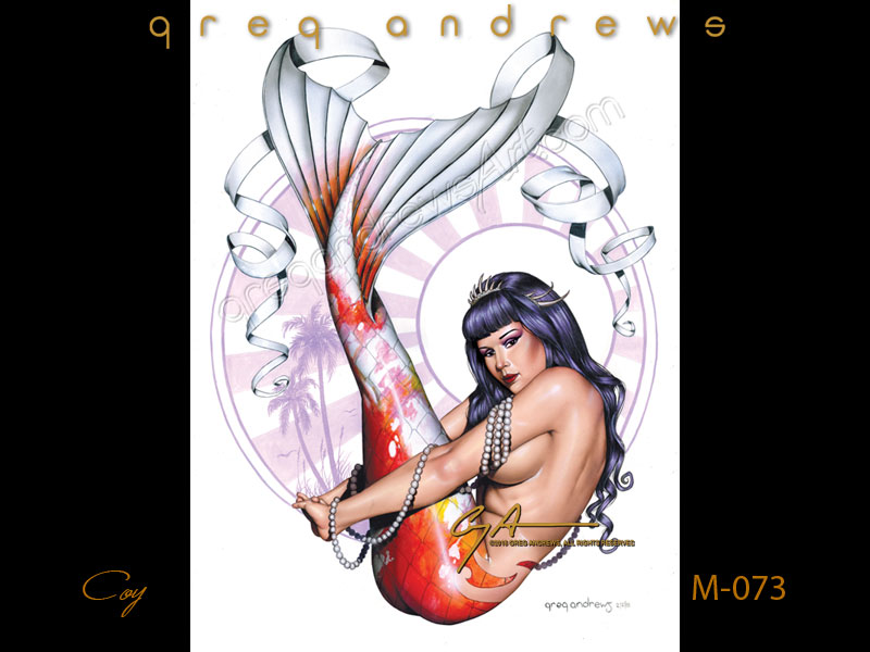 Coy is a sexy fantasy mermaid by pinup artist greg andrews