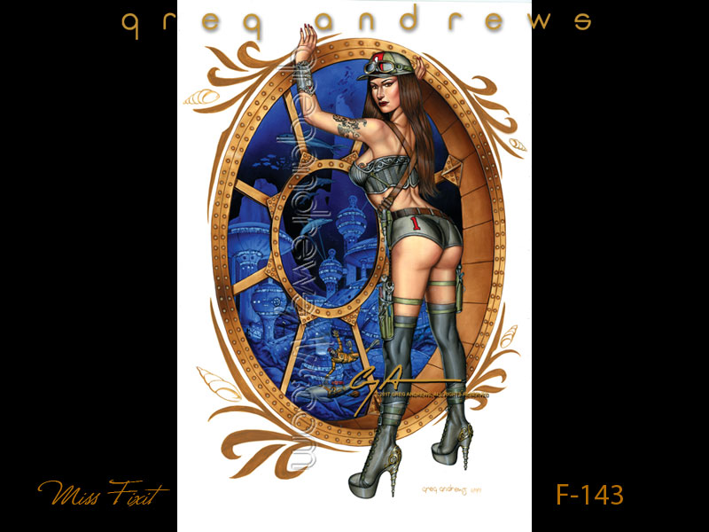 Fantasy pinup titled MISS FIXIT by artist Greg Andrews Art