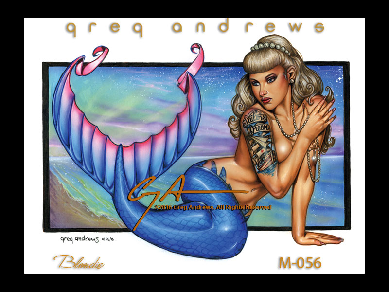 Blondie fanatsy pinup mermaid art by greg andrews artist